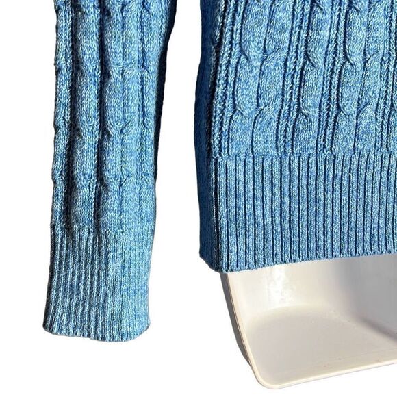 St John's Bay Womens Cable Knit Sweater V Neck Pullover Blue Size Petite Medium - Picture 9 of 9
